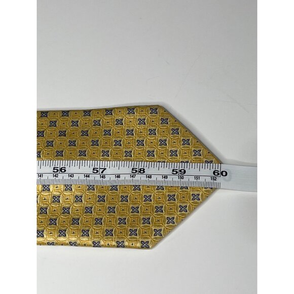 JS Blank Silk Tie Mens Yellow Blue Geometric Business Preppy Necktie - Picture 9 of 10